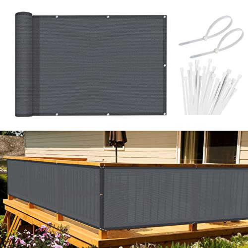 Sunnylaxx Pantalla para Balcón Protección de Privacidad HDPE,90×500cm Antracita,con Ataduras de Cables Protección UV,Resistente al Viento y Transpirable,para balcón Exterior de jardín